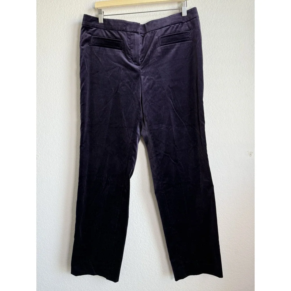 Carlisle‎ Women's Velour Purple Straight Leg Dress Pants Silk Lining Size 14